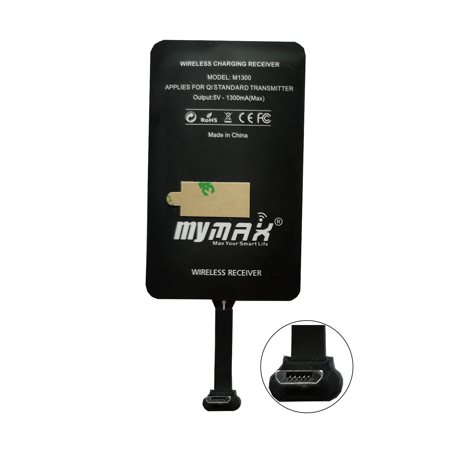 MyMAX – Type A 1300mA Super-Fast Qi Wireless Charging Receiver and Adapter Compatible with Samsung Galaxy, Huawei, LG, Nokia, Moto, HTC, Google Nexus (NOT type C)