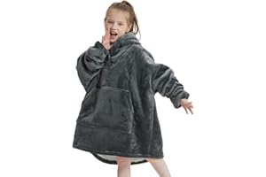 NAFLEAP Wearable Blanket Kids Hoodie Oversized Fleece Sherpa Christmas Sweatshirt Gift for Girls