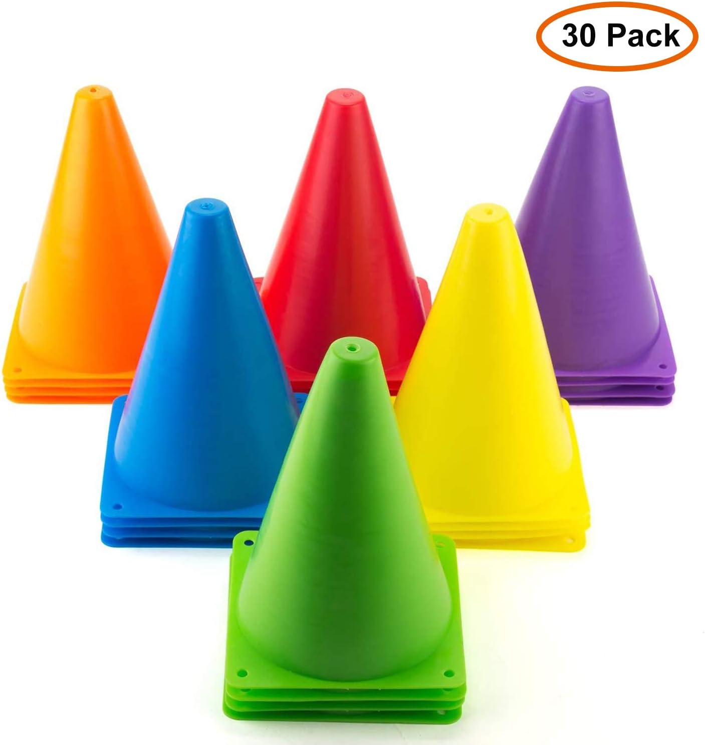 Faswin 30 Pack Indoor/Outdoor Agility Cones, Sports Soccer Flexible Cone Sets, Assorted Colors : Sports & Outdoors
