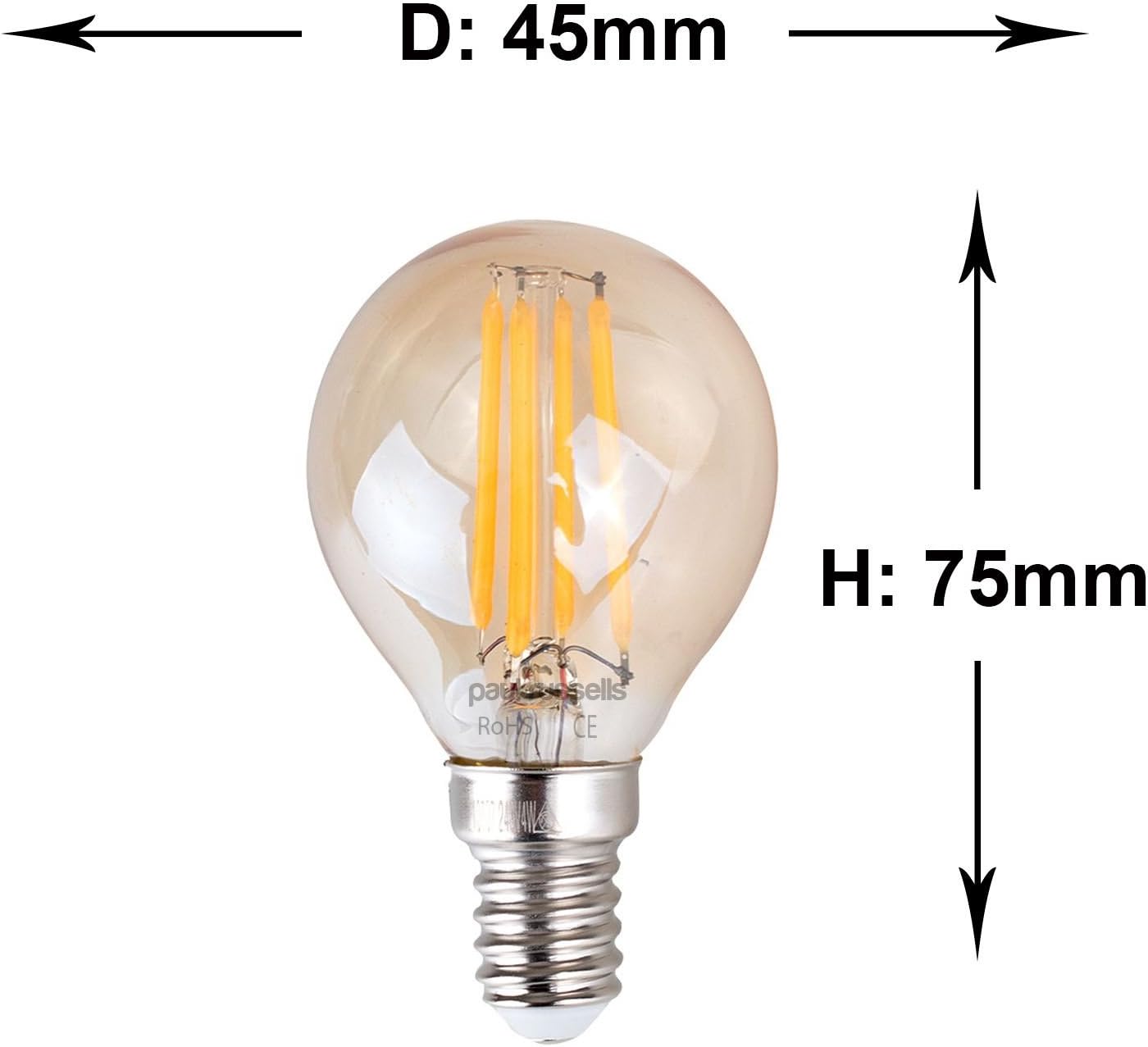 paul russells LED Filament Golf Ball Light Small Edison Screw E14, 35W Equivalent G45 Bulbs - Image 4