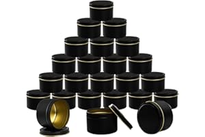 Frcctre 24 Pack Candle Tin, 8 Oz Black Metal Candle Jar with Lid, Bulk Candle Containers for DIY Candle Making, Arts, Crafts, Storage and Gifts