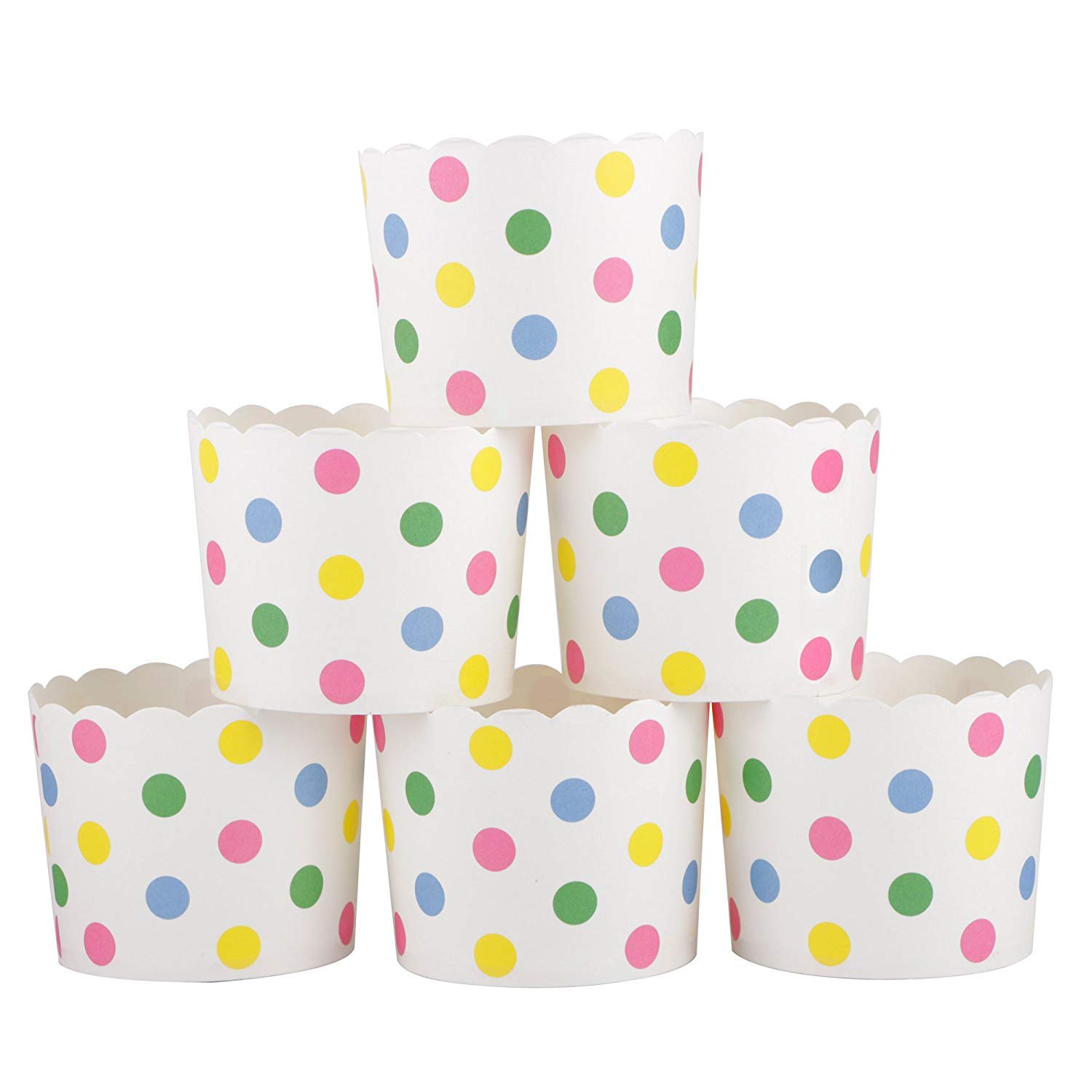 Webake Muffin Cases for Baking 50 Pcs Cupcake Cases Paper Muffin Cupcake Tins Non Stick Colorful Polka Dots Baking Cups Wrapper for Cake Ice Cream Dessert Wedding Birthday Party