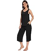 GYS Women's Pajama Sets 2 Piece, Bamboo Viscose Lounge Sets for Women, Soft Tank Top and Capri Pants Sleepwear Pjs S-XXL