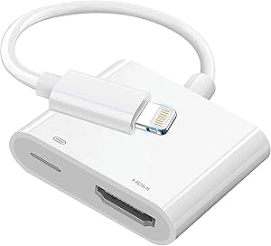 [Apple MFi Certified] Lightning to HDMI Adapter, 1080P Apple Lightning to Digital Audio & Video Sync Screen Adapter with Charging Port Connector Cable for iPhone iPad to HDTV Projector Monitor