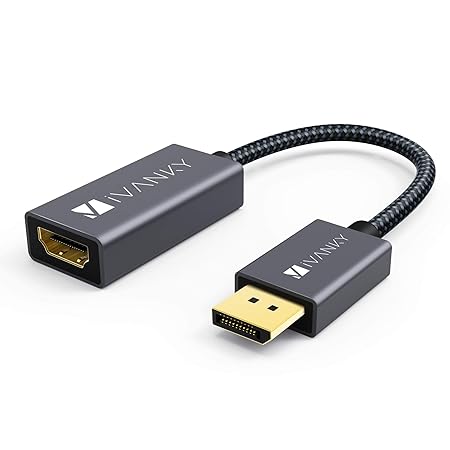 iVanky DisplayPort auf HDMI Adapter (1920×1080P@60Hz), Display Port HDMI Adapter Nylon kompatibel mit HP Elitebook, Lenovo, T