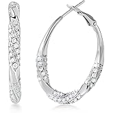 RINEY&KY 30MM Moissanite Earrings Moissanite Hoop Earrings for Women White Gold Plated Silver Hoops S925 D Color VVS1 Lab Created Diamond Round Hoops Lightweight Comfortable Wear Twisted Large Hypoallergenic 2.16CT