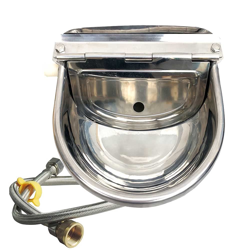 Automatic Waterer Cattle Water Bowls with Tube Float Valve 3 in 1 Stainless Steel Drinker for Sheep Goat Horse Dog Water Bowl Trough