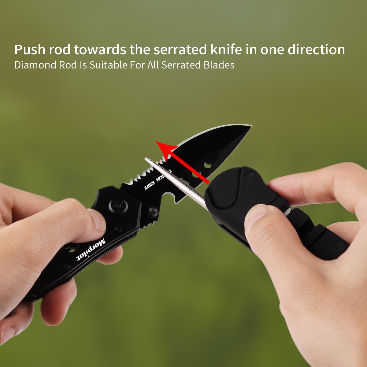 Morpilot 5 in 1 Multitool Tactical Knife with Pocket Knife Sharpener for Camping Hiking Fishing