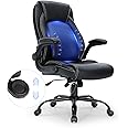 VEVOR Executive Office Chair with Cutting-Edge Adjustable Lumbar Support, High Back PU Leather Office Chair Ergonomic for Back Pain, with Padded Flip-up Arms