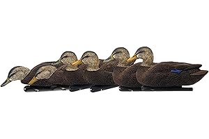 AVIAN-X Avian X Topflight Black Realistic Duck Decoy Sets with Flocked Bodies, 6 Unique Postures, Weight Forward Swim Keel, & Durable No Flake Finish