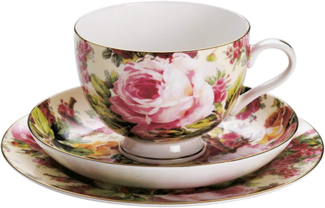 Maxwell Williams Royal Old England S31225 3Piece Crockery Set with Wild Rose Motif in Gift Box
