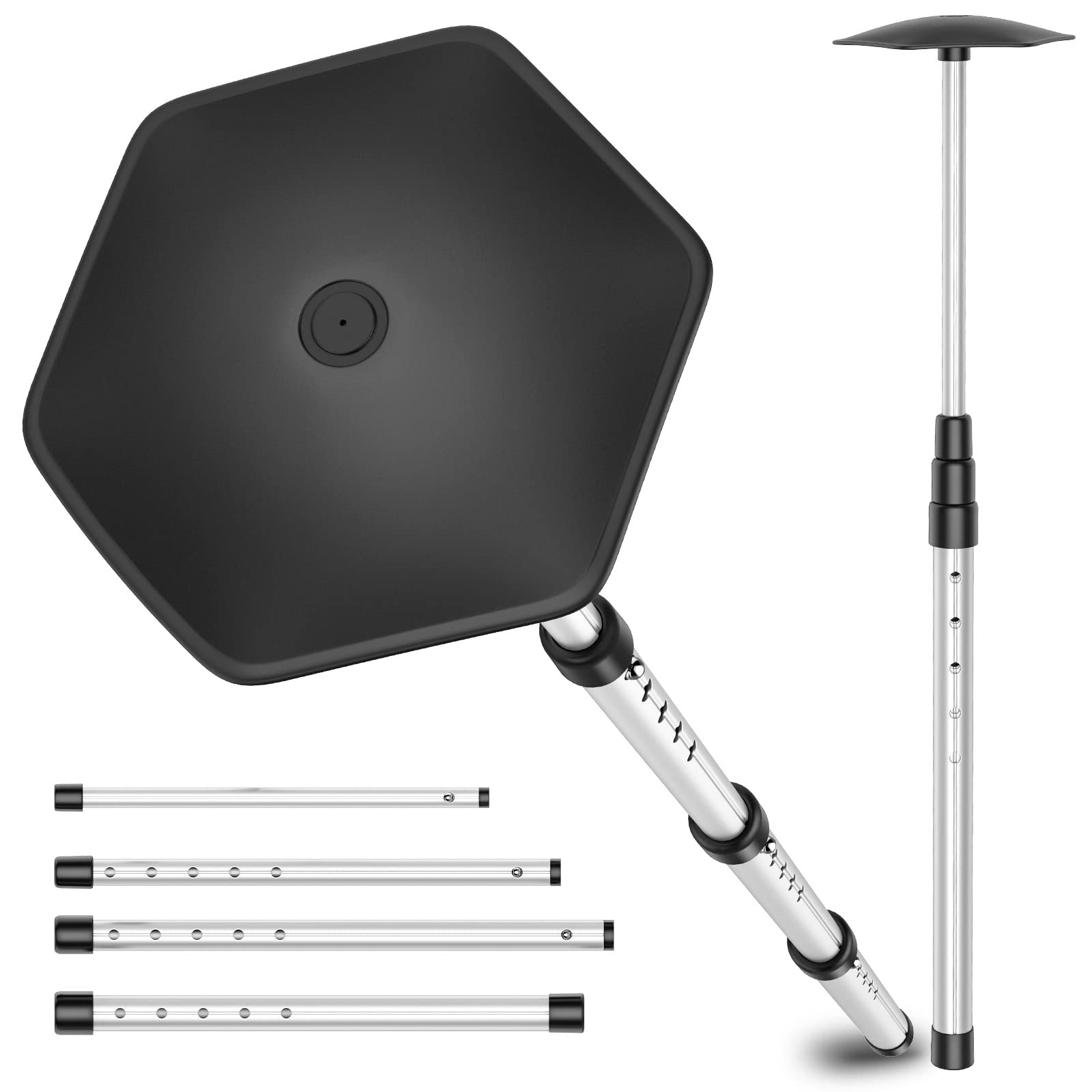 Rhino Valley Telescopic Golf Bag Holder, Aluminum Alloy Adjustable Travel Bag Holder Rod with Top Cover, Golf Stand Protective Bag Accessory, Silver