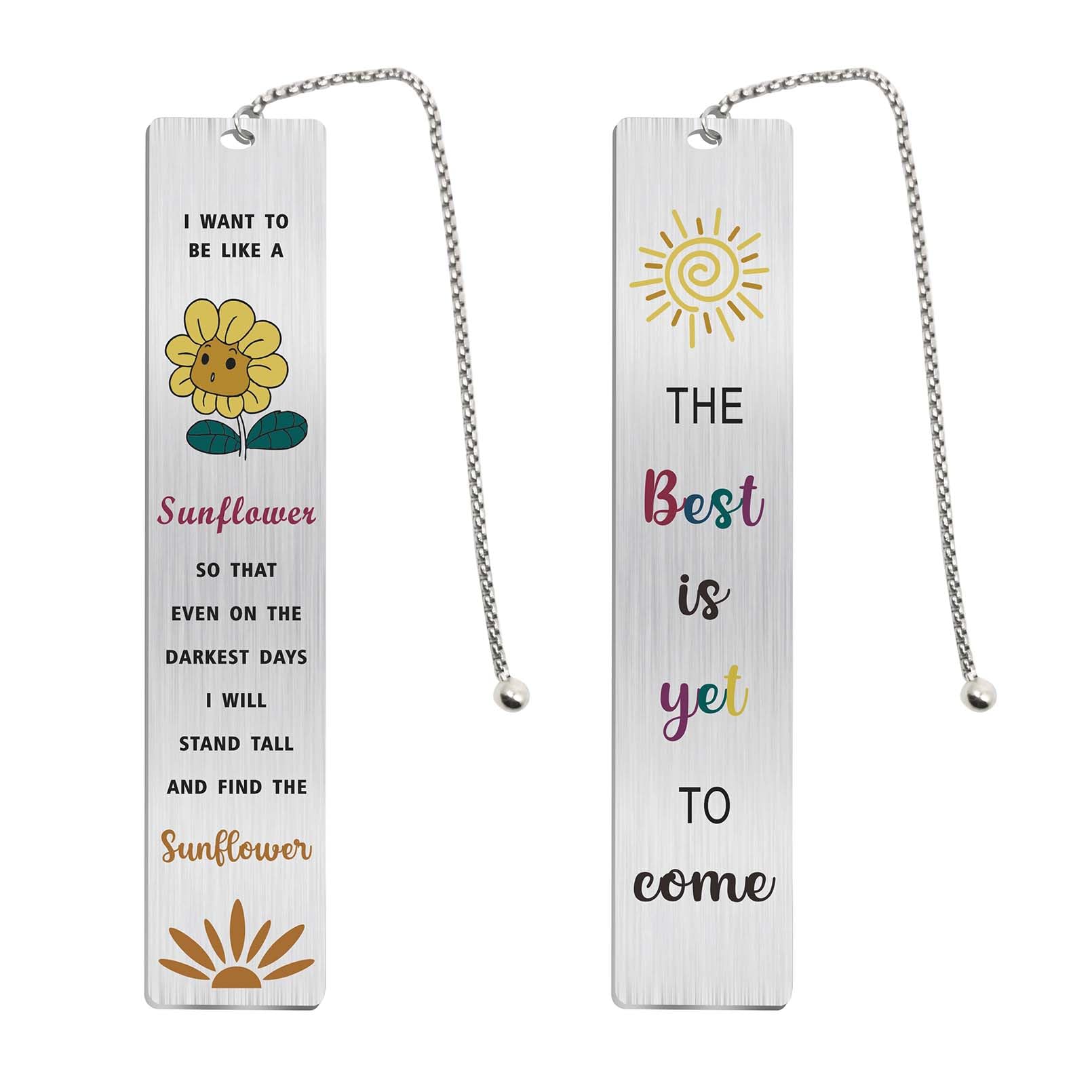 Sunflower Gifts for Women Men, Inspirational Bookmarks for Boys Girls, Back to School Reading Gifts for Kids