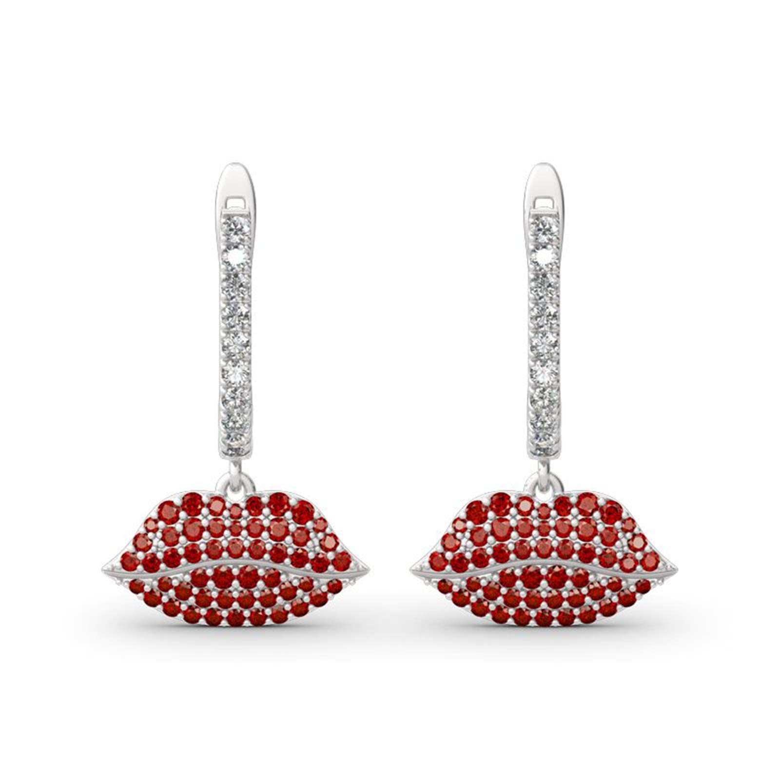 Jeulia"Enthusiasm" Red Lips Sterling Sliver Earrings for Women Wife Girlfriend Engagement Wedding An
