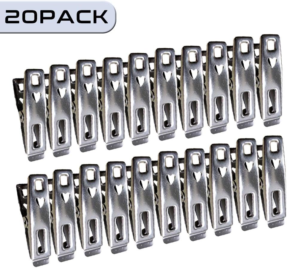 GonLei 20pcs Stainless Steel Clothes Pegs, Laundry Pegs Metal Clothes Pegs Pins Clips for