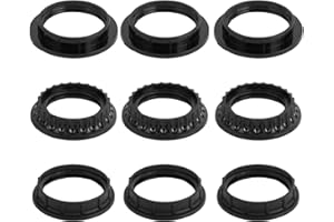 9pcs Light Socket Shade Rings, Black E26/E27 Threaded Reducer Collar Ring Inner Diameter 34mm(1-3/8") & 39mm(1-1/2") for Ligh