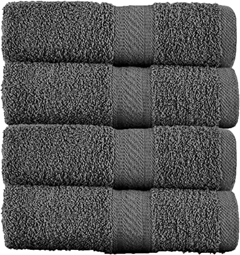 Sweet Needle 4 Pack Large Bath Sheets (70x140cm) - 100% Luxury Cotton, Ultra Soft, Hotel Quality, Highly Absorbent for Bathroom, Shower, Beach and Daily Use (Charcoal)