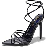 Cape Robbin Nabil Sexy Strappy Stiletto Heels - Pointy Open Toe Womens Heels - Elegant Strappy High Heeled Sandals for Women
