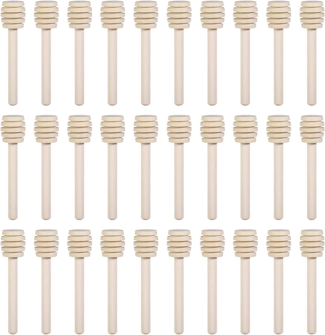 BESTONZON 30pcs Mini Wooden Honey Dippers, Portable Jam