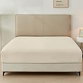 GOKOTTA King Fitted Sheet Only, 16-Inch Deep Pocket King Size Fitted Sheet with Elastic Corner Straps -Washed & Brushed Microfiber Polyester- Ultra Soft, Hotel Luxury, Non Slip, Wrinkle-Free - Beige