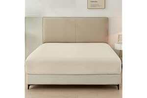 GOKOTTA King Fitted Sheet Only, 16-Inch Deep Pocket King Size Fitted Sheet with Elastic Corner Straps -Washed & Brushed Microfiber Polyester- Ultra Soft, Hotel Luxury, Non Slip, Wrinkle-Free - Beige