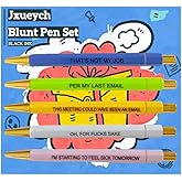 Jxueych Funny Pens 5-Count, Black Ink,Medium Nib 1.0mm, Office Gifts for Coworkers, Personalized Vibrant Funny Quotes Swear Word Daily Pen Set (Blunt Pens)