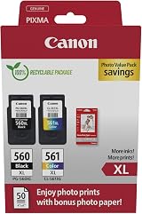 Canon Ink & Paper Multipack PG-560XL CL-561XL 2 Pack + 50 Sheet Photo Paper