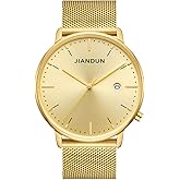 JIANDUN Mens Ultra-Thin Minimalist Wrist Watches for Men Dress Stainless Steel Mesh Band Waterproof