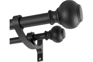 84-120"Double Curtain Rods for Windows, Window Drapery Rod,Adjustable Telescoping Decorative Heavy Duty Curtain Rods with Iro