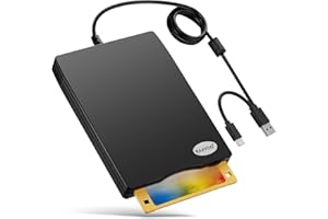 Floppy Disk Reader, External USB 2.0 & Type C Floppy Disc Reader, Portable 3.5 inch 1.44 MB Floppy Disk Drive for PC Laptop a