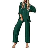 Ekouaer Lounge Sets for Women Short Sleeve Tops and Long Pants Soft Comfy Pajamas Set 2 Piece Outfits