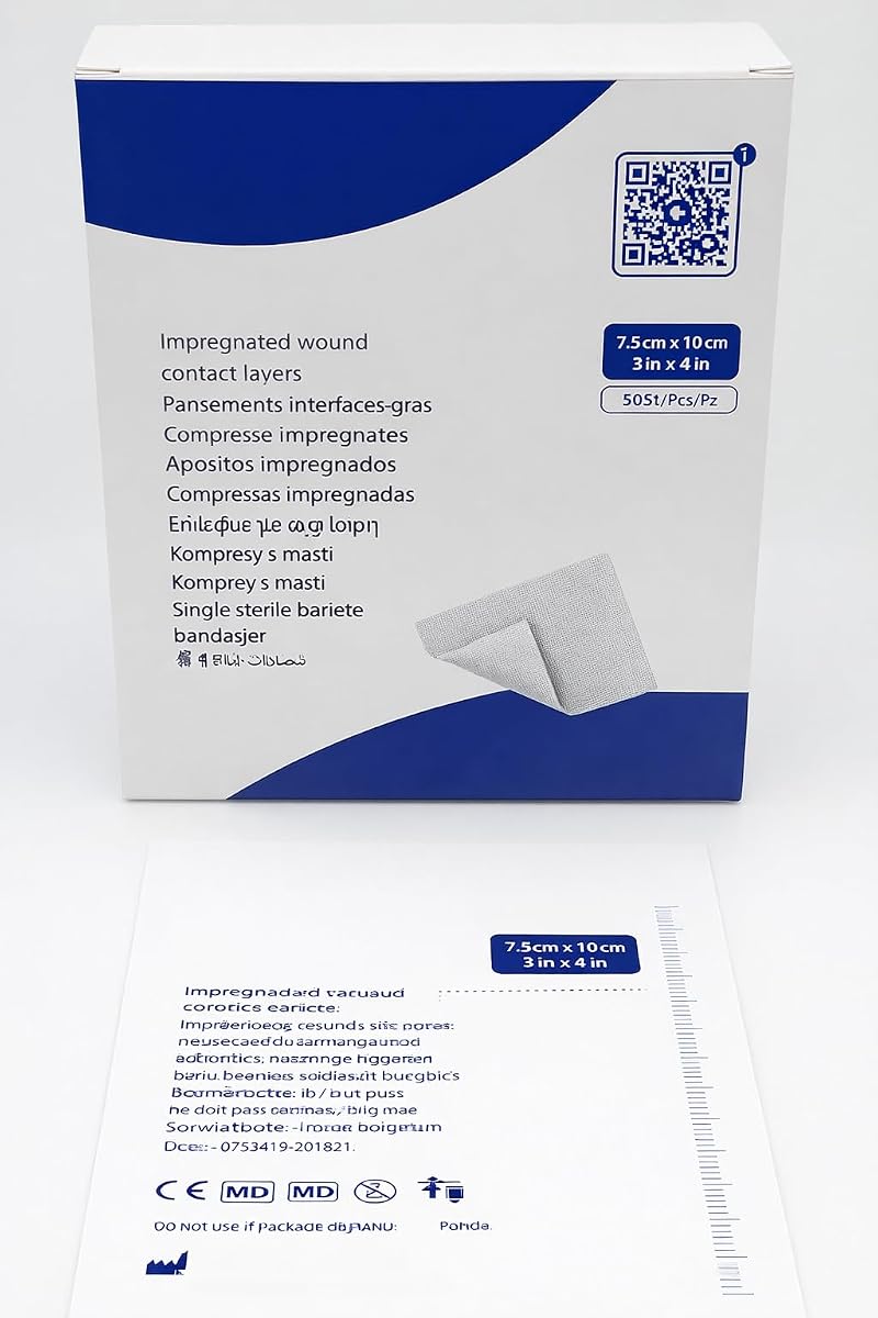 MediSale Non-Adherent Impregnated Wound Contact Layer Dressings 7.5x10cm Pack