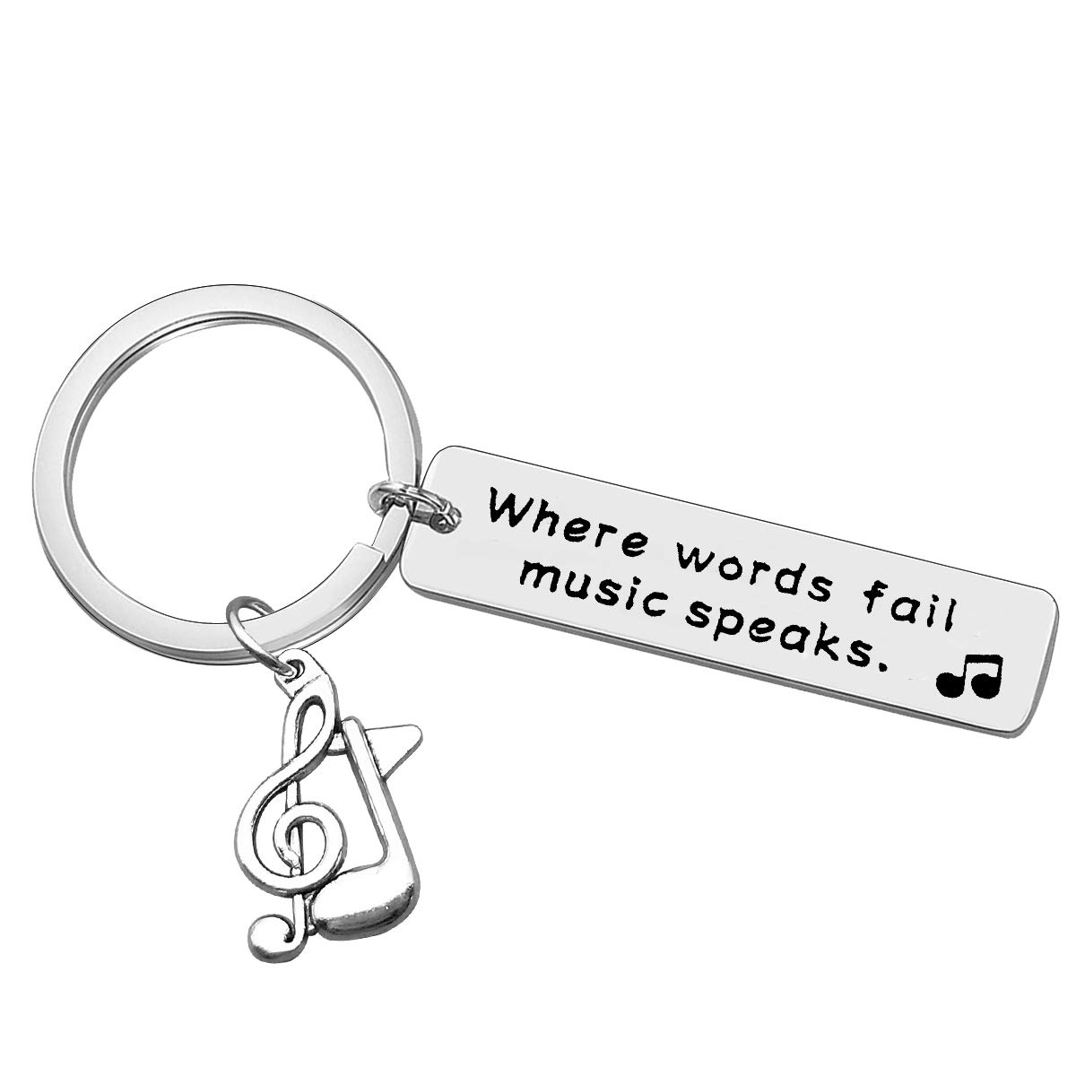 Music Keyring Gift Where Words Fail Music Speaks Keyring Music Lover Gift Music Note Keychain Gift for Music Teacher Student Musicians Gifts Inspirational Gift Music Key Ring