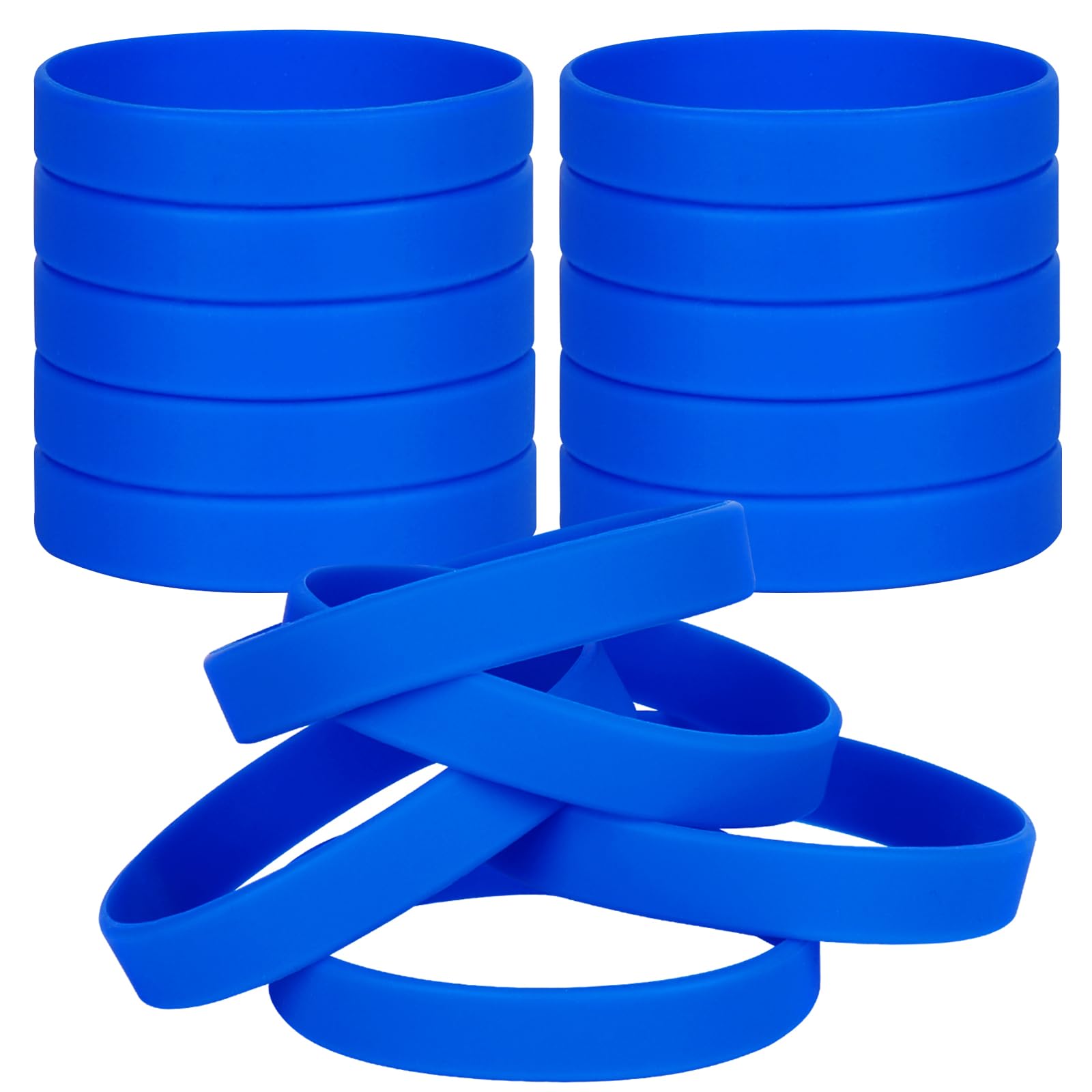 LVNRIDS 30 PCS Silicone Bracelets Wristbands for kid, Sports Rubber Elastic Wristband Bracelet for School Activity Party Favors Decorations Blue — image 1