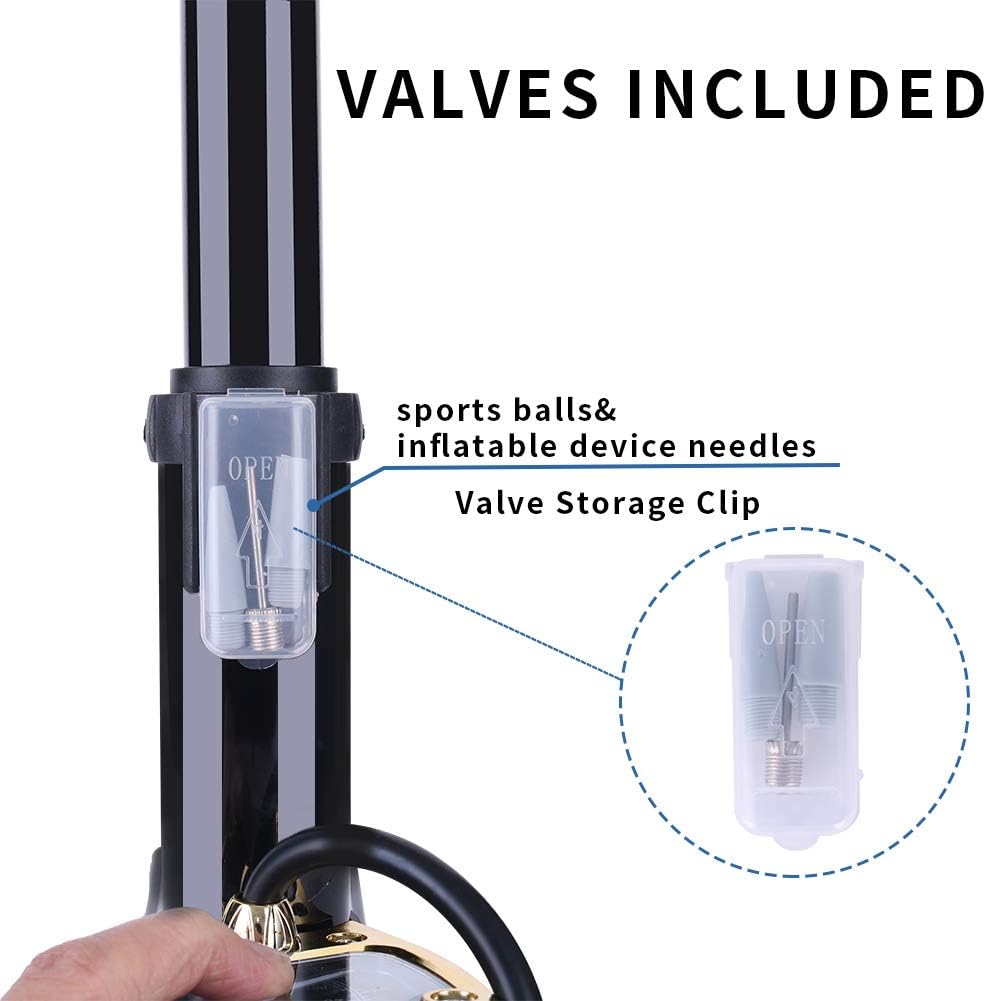 TOOLITIN Bicycle Pump with Gauge Portable Bike Pump Bike Floor Pump Compatible with Presta & Schrader Valve Hand and Foot Activated for Road Bike Mountain Bike Balls Balloons : Sports & Outdoors