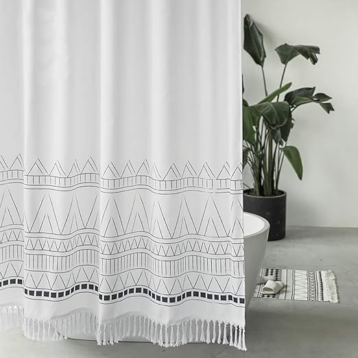 Amazon Com Seavish Tassel Shower Curtain 72 X 78 Boho Fabric