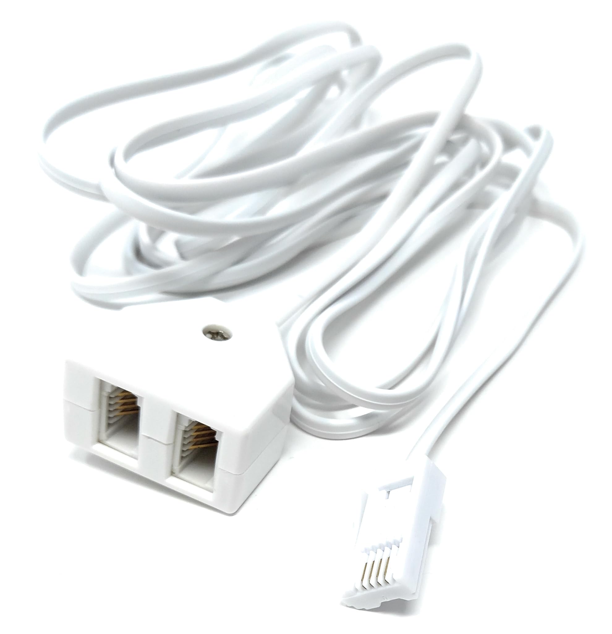 DRUT 3m Twin BT Extension Lead, One BT Jack to Two Sockets, Double Telephone Splitter Cable 10ft