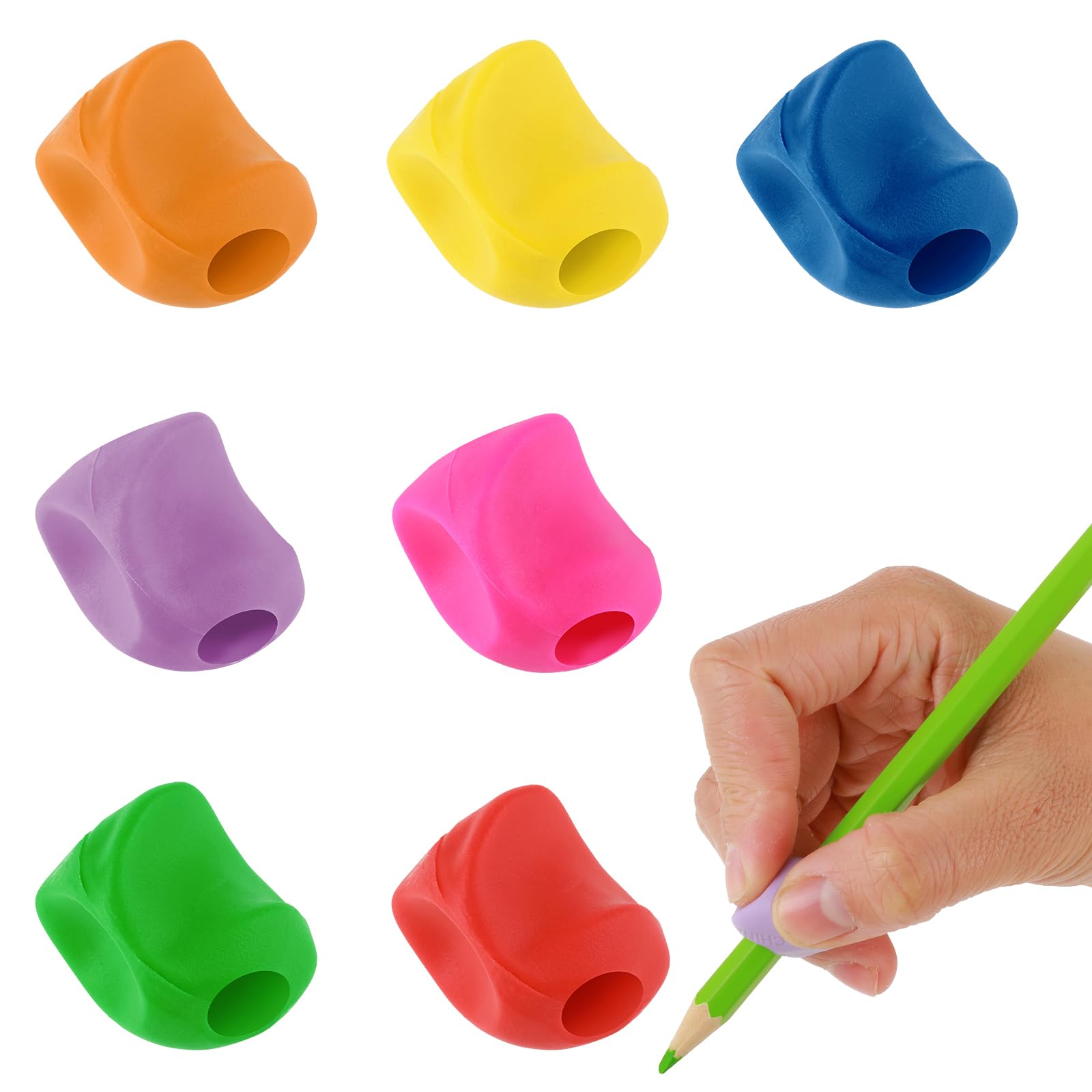 Mabor 7Pcs Pencil Soft Grips for Children Handwriting Tripod Grips for Children Kids Ergonomic Posture Correction Writing Aids Tool for Preschooler Toddler Kindergarten