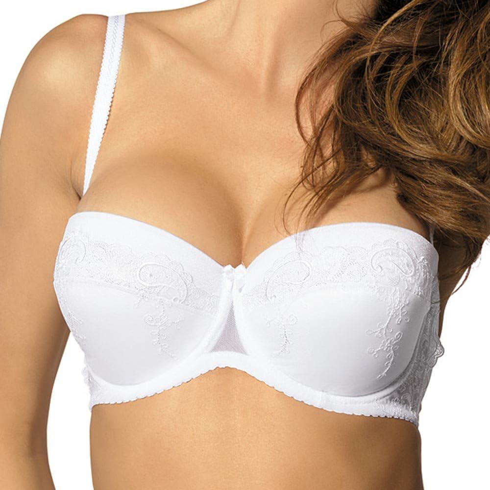 Gorteks Yvette/BB1 womens underwired push-up balconette bra wedding, White,34DD