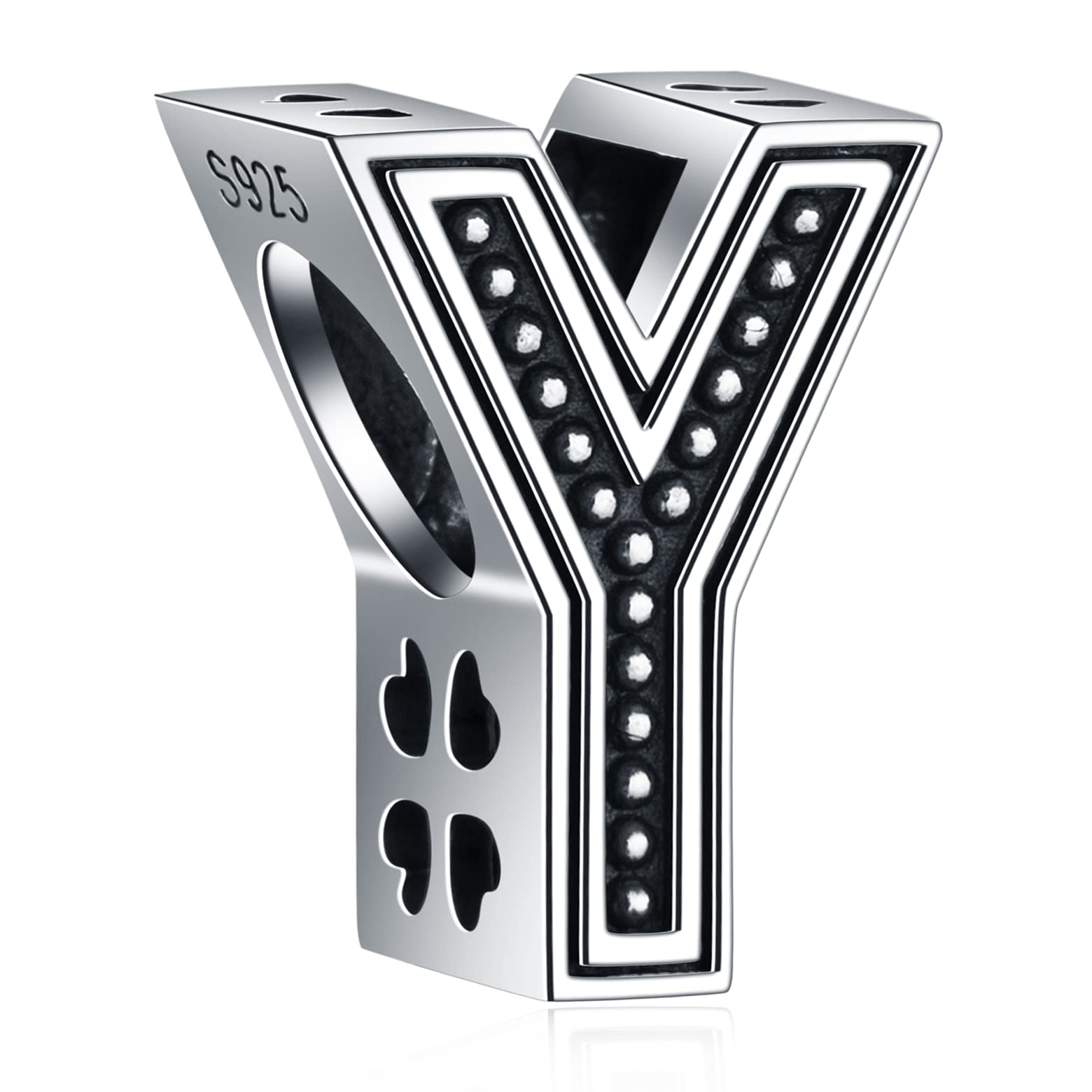 Letter Y Charms, Initial Y Alphabet Beads in Vintage 925 Sterling Silver, fits Pandora Charm Bracelet, Gift for Mom/Lovers/Friend