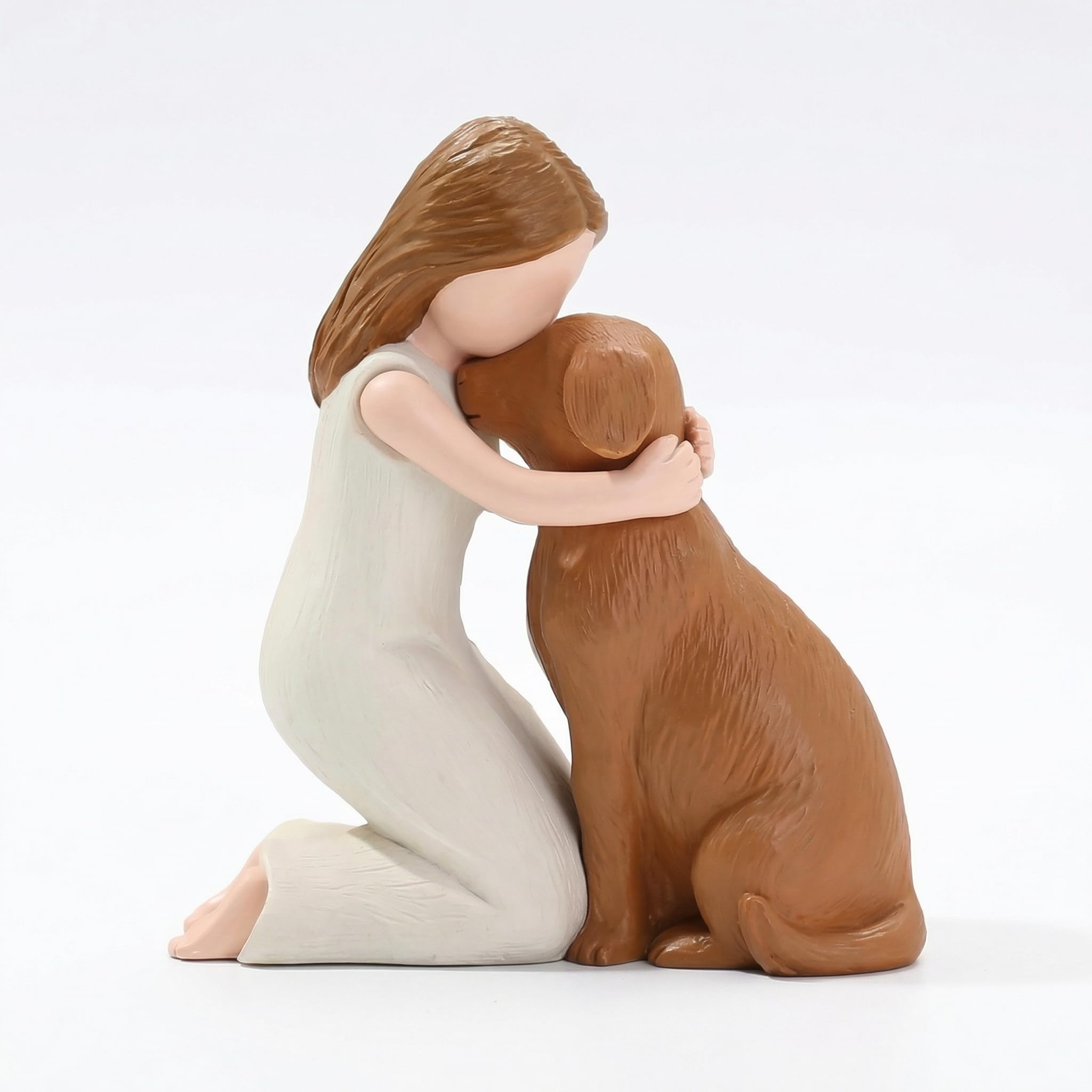 Golden Retriever Figurine Gift, Dog Statue, Dog Angel Friendship Memorial Gift, for Dog Lovers, Hand-painted Girl and Pet Sculpture (4.3 x 5.4 inches)