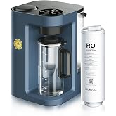 Bluevua RO100ROPOT-Lite Countertop Reverse Osmosis Water Filter | 3:1 Pure to Drain Ratio, Portable RO Filtration with Remineralization, WQA &amp; NSF Certified
