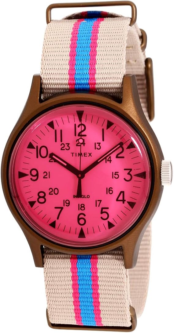 Amazon 国内正規品 タイメックス 腕時計 メンズ Mk1 アルミニウム カリフォルニア 40mm ナイロン ピンク ベージュ Timex Tw2t メンズ腕時計 腕時計 通販