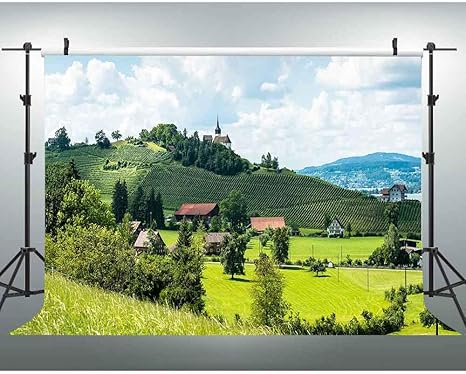 Amazon Co Jp Vvm 天然風景背景 緑色 ヒル 家 田舎風景 背景 壁掛け 寝室 リビングルーム 寮 7x5フィート Xcvv250 カメラ