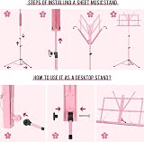 CAHAYA Sheet Music Stand Metal Portable with Carrying Bag CY0204-1 Pink view 4
