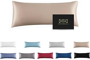 SIYUAN Mulberry Silk Pillowcase for Hair and Skin,Cooling Silk Pillow Case with Hidden Zipper,Allergen Proof Dual Sides Soft Breathable Smooth Silk Pillow Cover for Women (Champagne, Body)