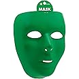 Green Plastic Full Face Mask - 6.25" x 7.75" (Pack Of 1) - Vibrant Party Accessory - Perfect For Festivals, Birthdays & Costumes