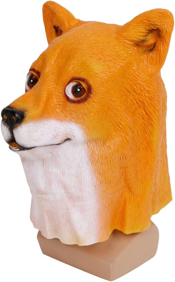 Rusero Funny Animal Dog Head Mask Shiba inu Latex Mask Party Costume Prop