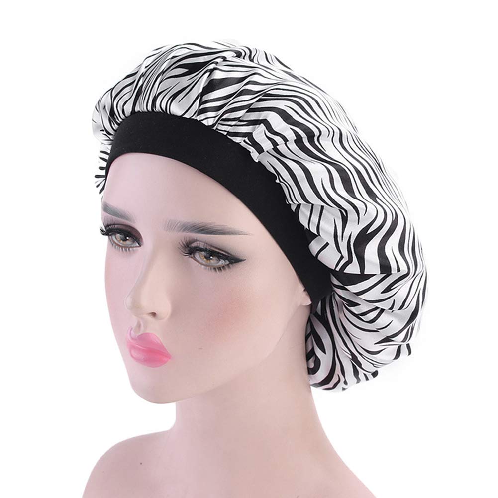 Women Satin Sleep Cap Silk Bonnet Turban Night Hat for Sleeping Chemo Hair Loss Soft Head Wrap Cover with Wide Elastic Band for Ladies Girls Comfortable Beauty Cap