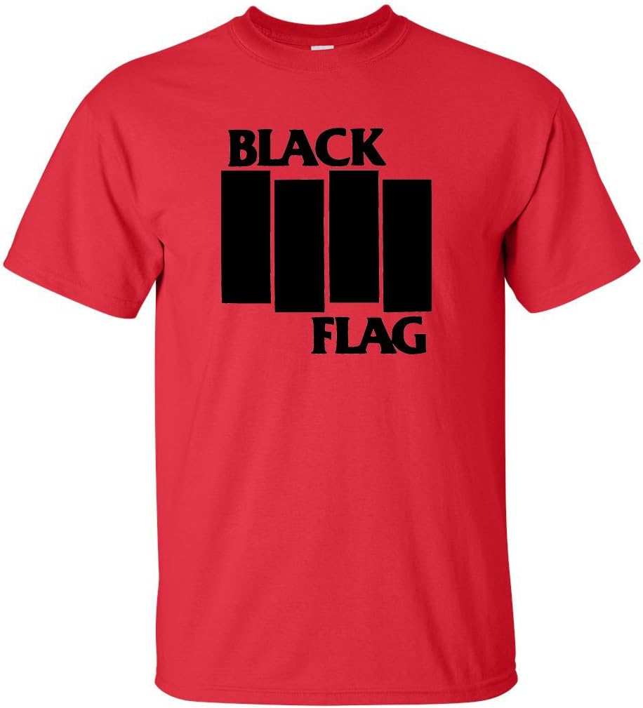 Men's Black Flag Logo T-Shirt - 8 Colours Available (Medium, Red T-Shirt - Black Logo)